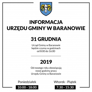 INFORMACJA URZĘDU GMINY W BARANOWIE